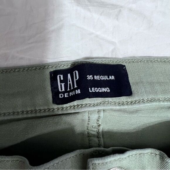 Gap | High Rise Ankle Legging Sage Green Ripped Knees Stretch Jegging Denim 35 - Picture 4 of 5
